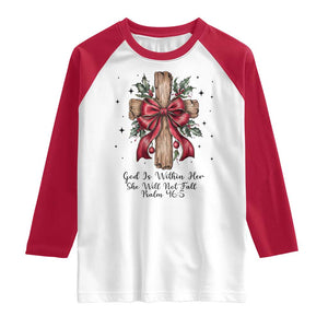 Jesus Christian Raglan Shirt Cross Bible Verse Inspirational Christmas TS14 White Red Print Your Wear