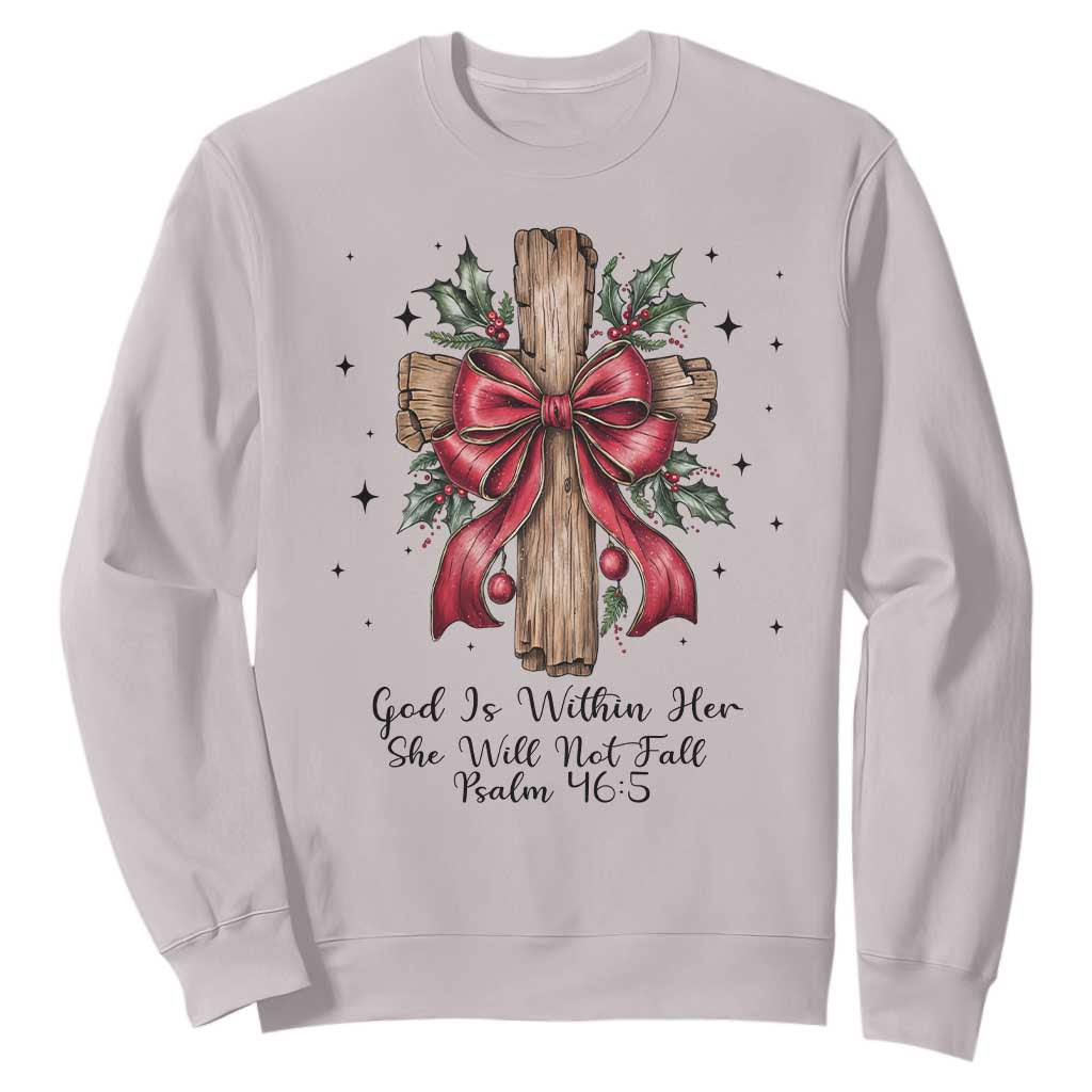 Jesus Christian Sweatshirt Cross Bible Verse Inspirational Christmas TS14 Ice Gray Print Your Wear