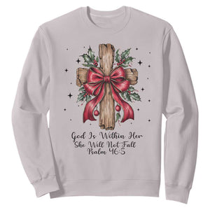 Jesus Christian Sweatshirt Cross Bible Verse Inspirational Christmas TS14 Ice Gray Print Your Wear