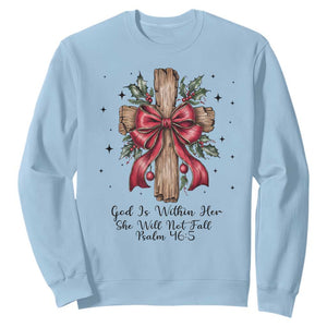 Jesus Christian Sweatshirt Cross Bible Verse Inspirational Christmas TS14 Light Blue Print Your Wear