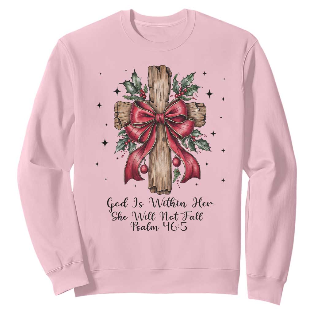 Jesus Christian Sweatshirt Cross Bible Verse Inspirational Christmas TS14 Light Pink Print Your Wear