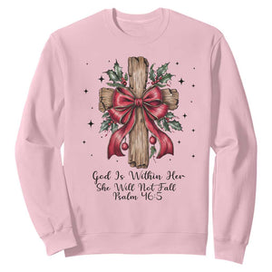 Jesus Christian Sweatshirt Cross Bible Verse Inspirational Christmas TS14 Light Pink Print Your Wear