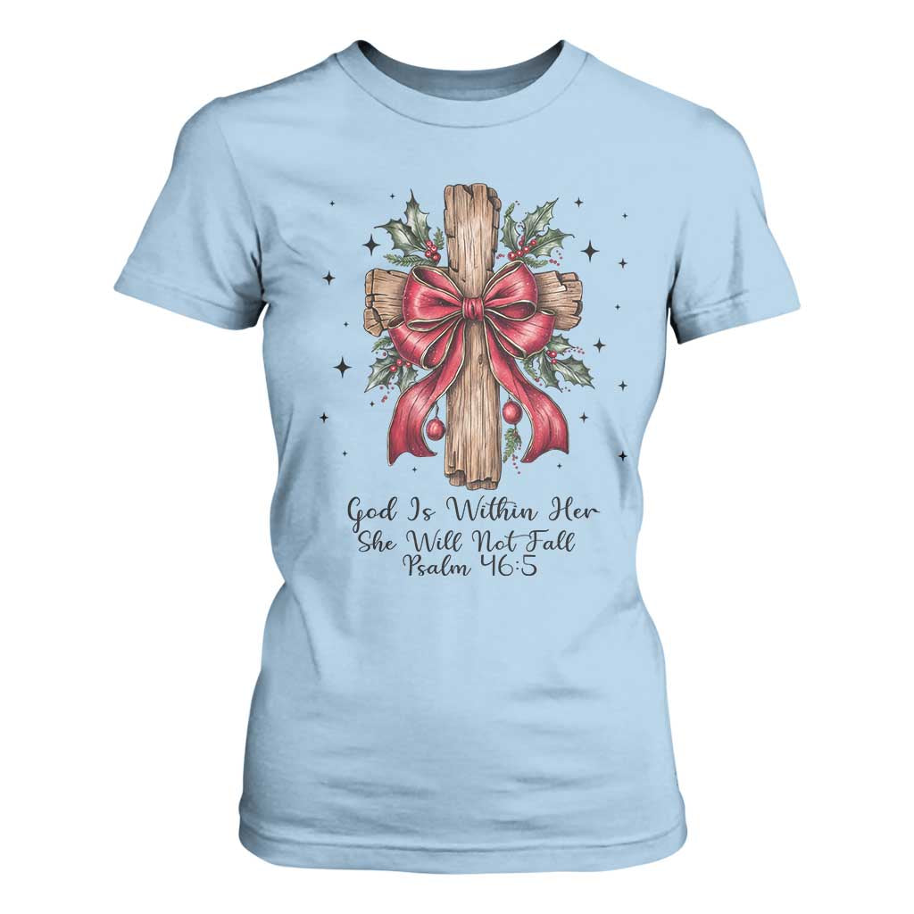 Jesus Christian T Shirt For Women Cross Bible Verse Inspirational Christmas TS14 Light Blue Print Your Wear