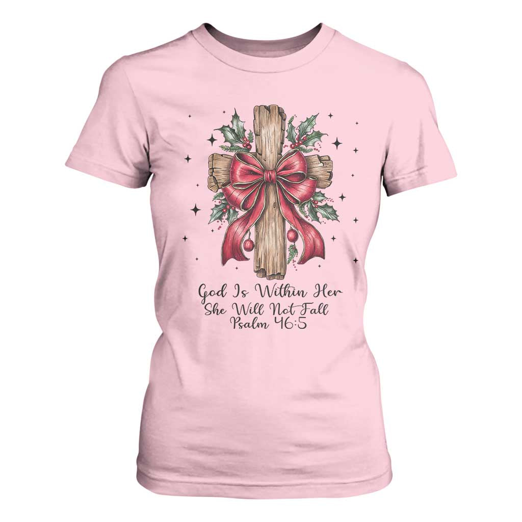 Jesus Christian T Shirt For Women Cross Bible Verse Inspirational Christmas TS14 Light Pink Print Your Wear
