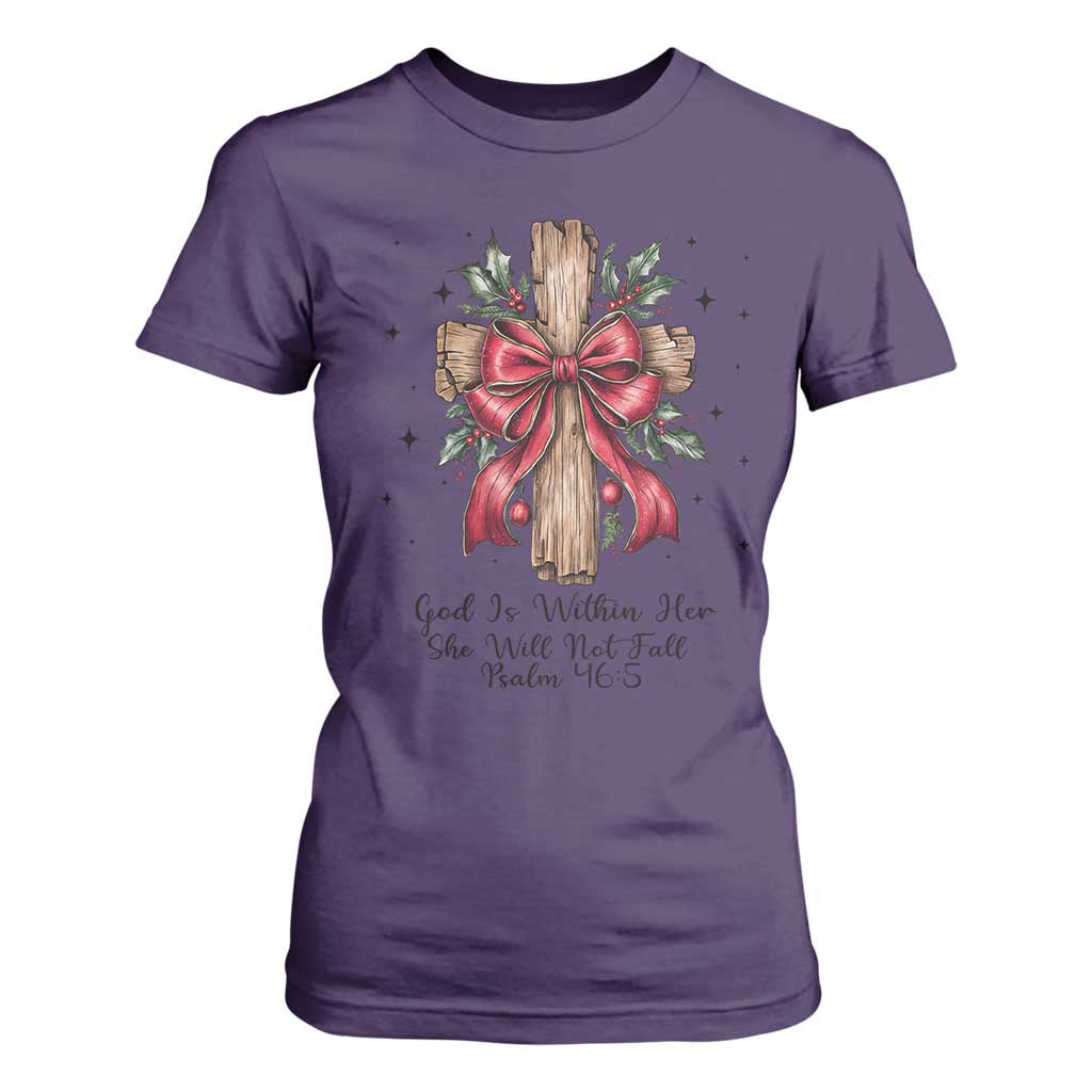 Jesus Christian T Shirt For Women Cross Bible Verse Inspirational Christmas TS14 Purple Print Your Wear