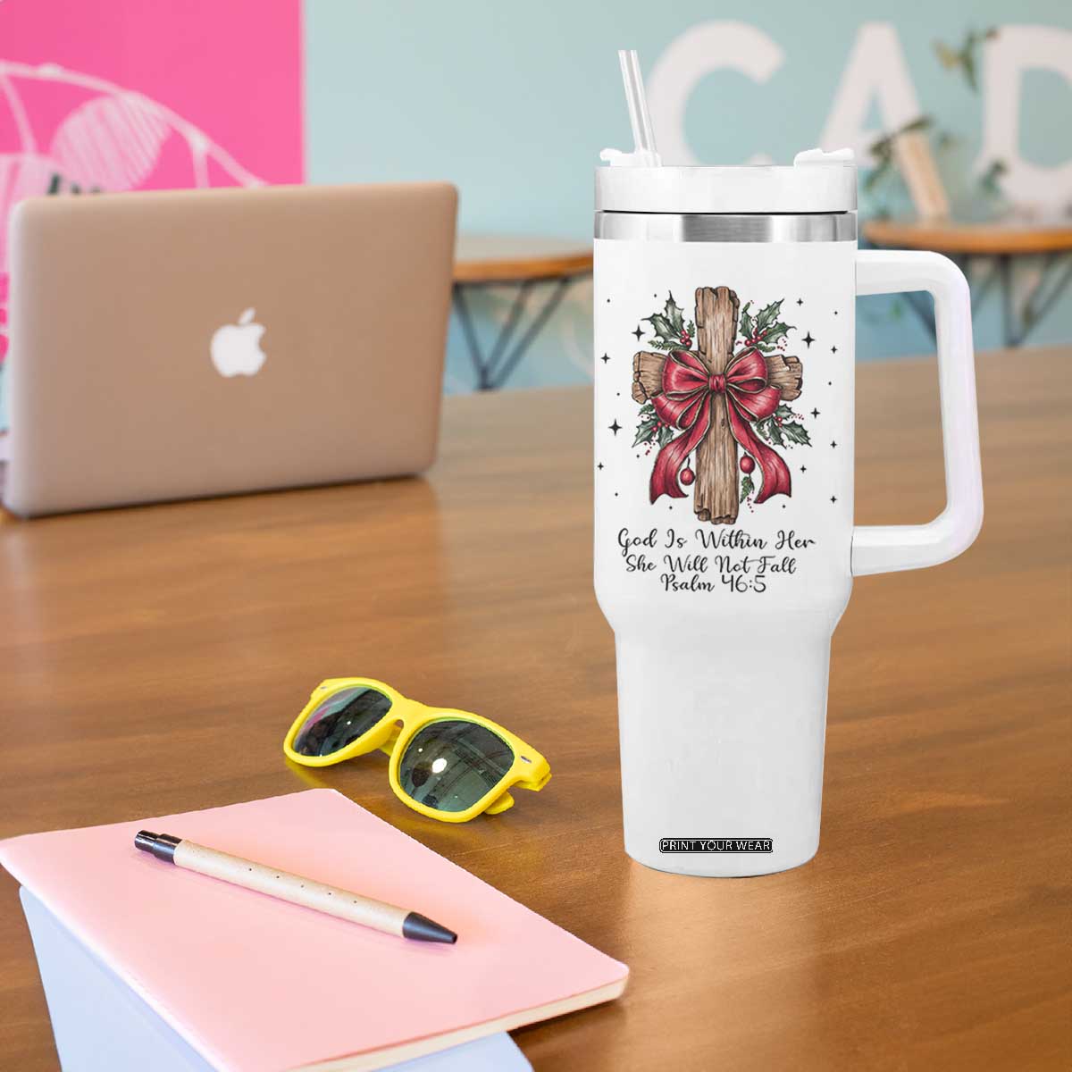 Jesus Christian Tumbler With Handle Cross Bible Verse Inspirational Christmas TS14 Print Your Wear