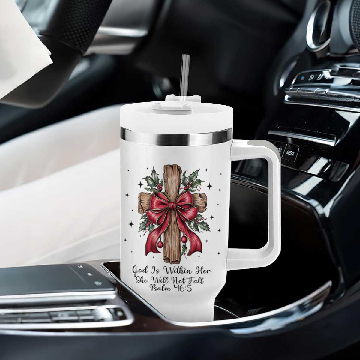 Jesus Christian Tumbler With Handle Cross Bible Verse Inspirational Christmas TS14 Print Your Wear