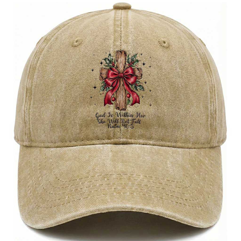 Jesus Christian Washed Cotton Baseball Cap Cross Bible Verse Inspirational Christmas TS14 Washed Cap Universal Fit Khaki Print Your Wear