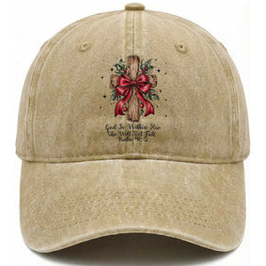 Jesus Christian Washed Cotton Baseball Cap Cross Bible Verse Inspirational Christmas TS14 Washed Cap Universal Fit Khaki Print Your Wear