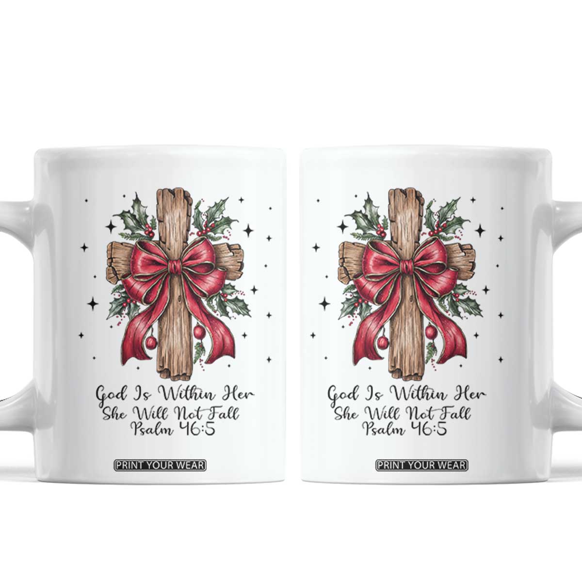 Jesus Christian Coffee Mug Cross Bible Verse Inspirational Christmas TS14 White Print Your Wear