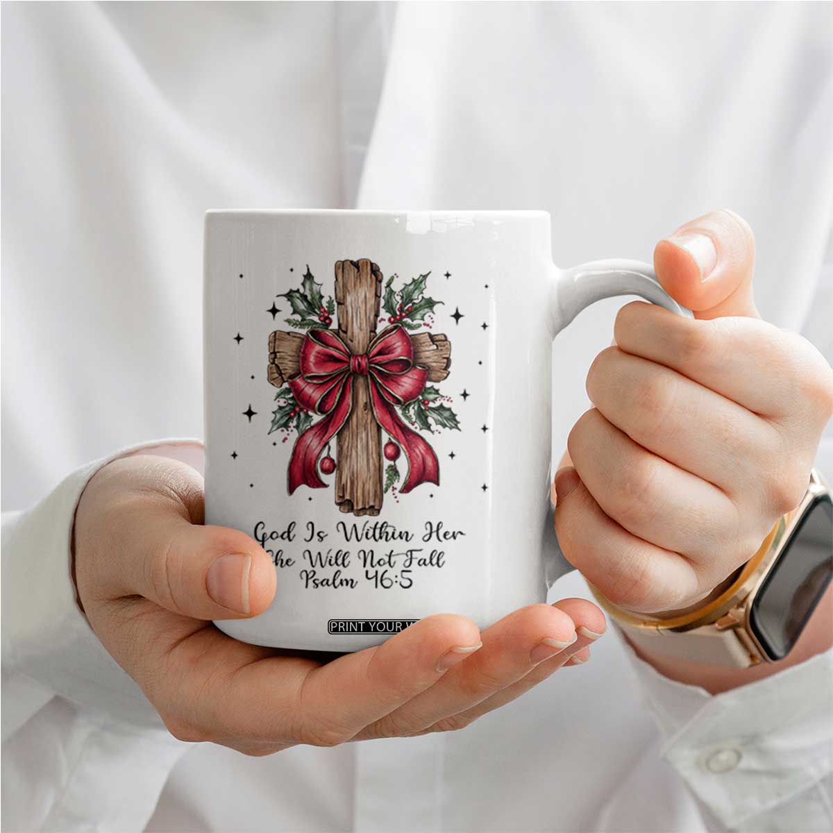 Jesus Christian Coffee Mug Cross Bible Verse Inspirational Christmas TS14 Print Your Wear