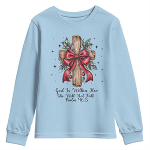 Jesus Christian Youth Sweatshirt Cross Bible Verse Inspirational Christmas TS14 Light Blue Print Your Wear
