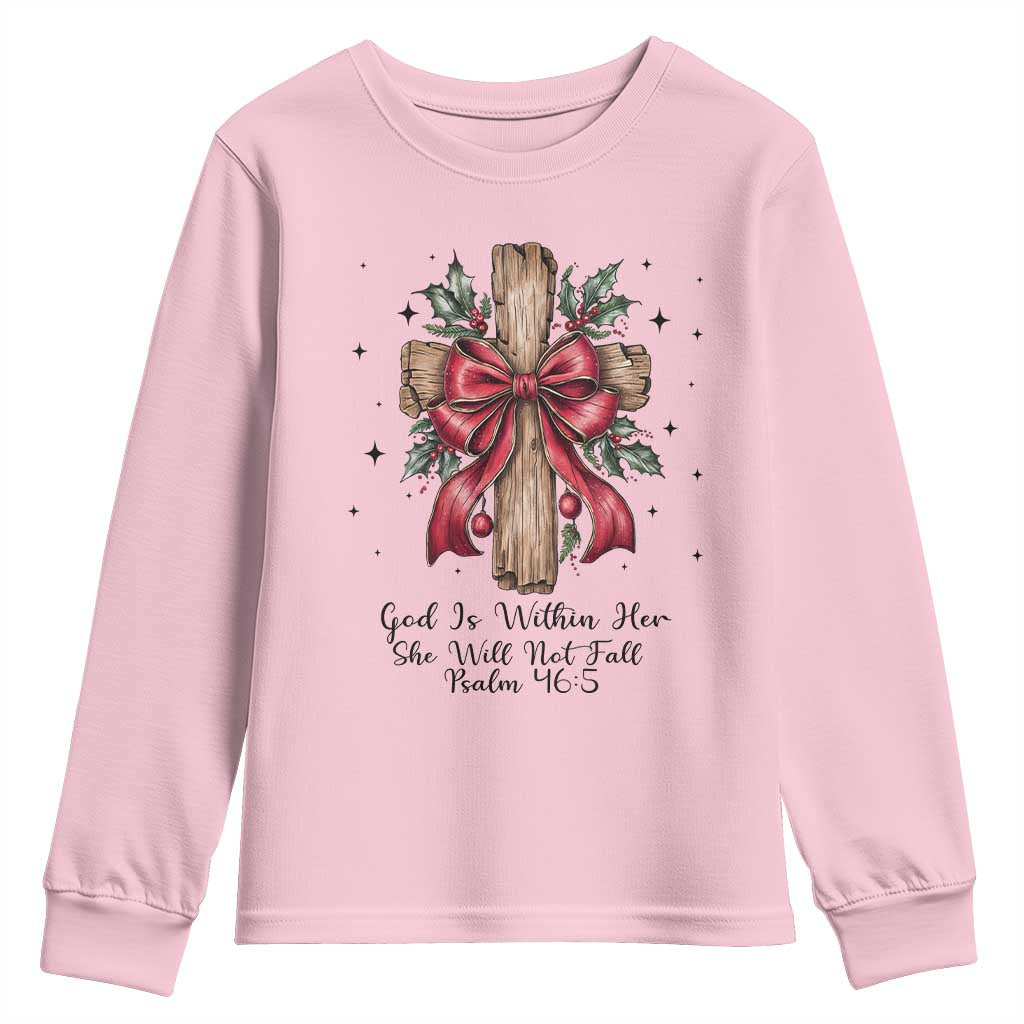 Jesus Christian Youth Sweatshirt Cross Bible Verse Inspirational Christmas TS14 Light Pink Print Your Wear