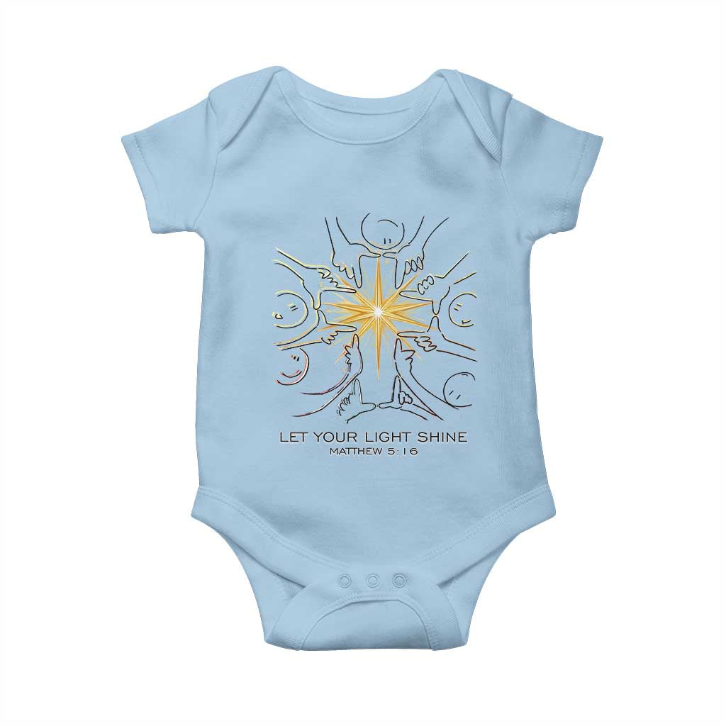 Jesus Christian Baby Onesie Let Your Light Shine Matthew 5:16 TS14 Light Blue Print Your Wear