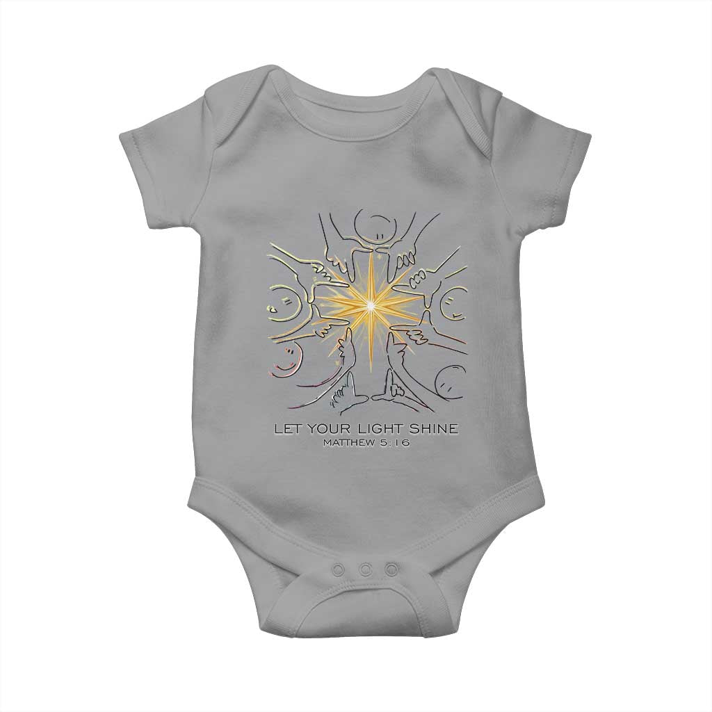 Jesus Christian Baby Onesie Let Your Light Shine Matthew 5:16 TS14 Sport Gray Print Your Wear
