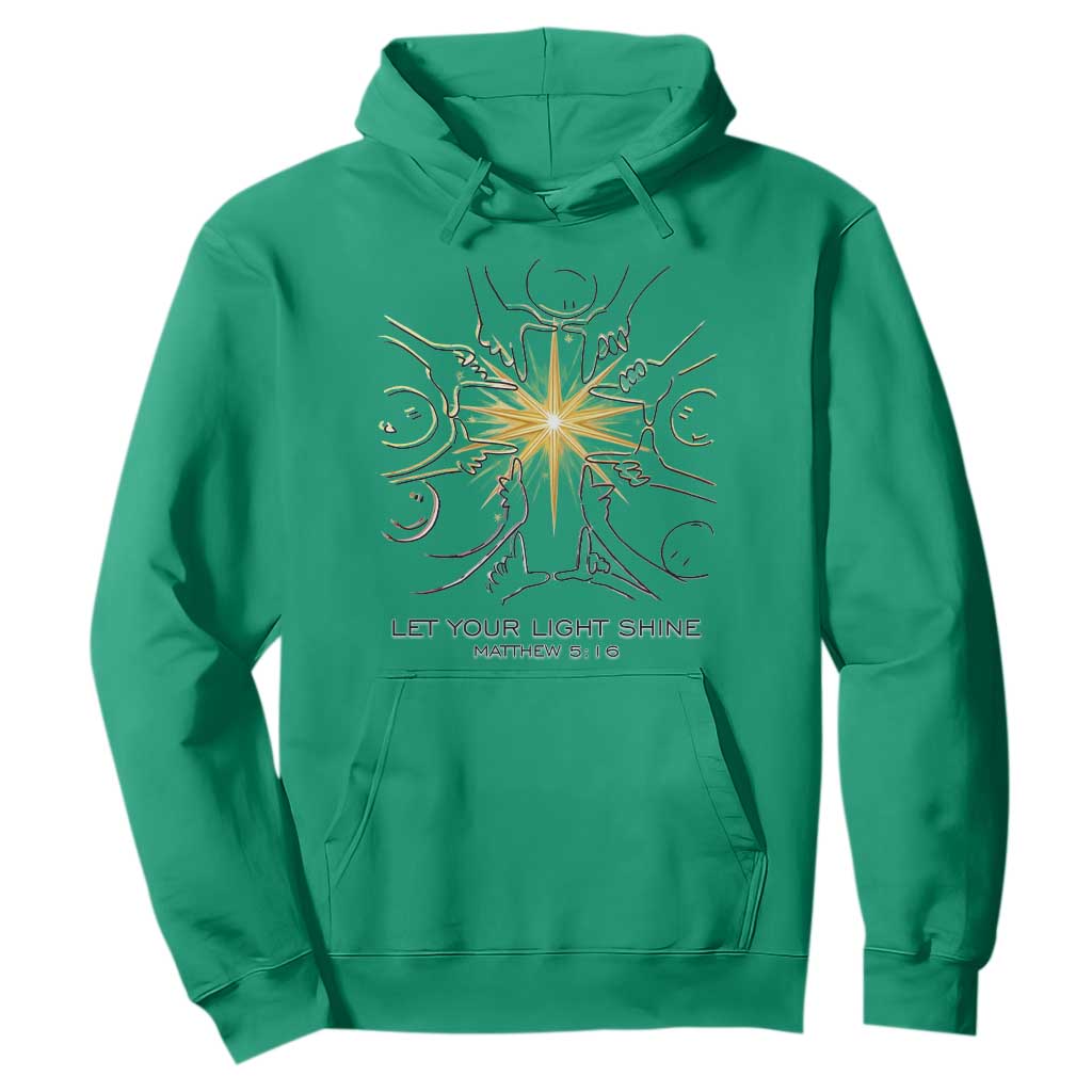 Jesus Christian Hoodie Let Your Light Shine Matthew 5:16 TS14 Irish Green Print Your Wear