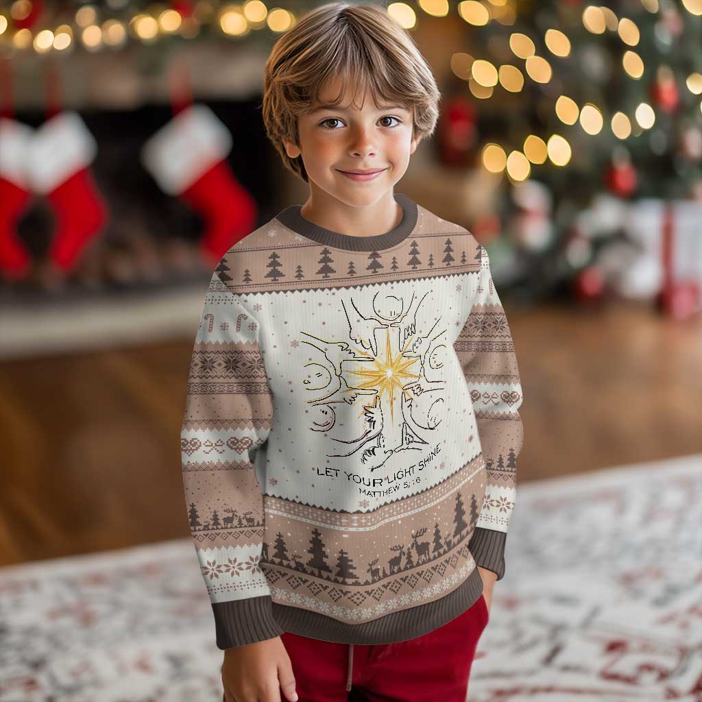 Jesus Christian Ugly Christmas Sweater Let Your Light Shine Matthew 5:16 TS14 Mocha Mousse Print Your Wear