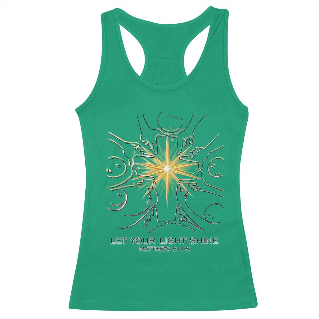 Jesus Christian Racerback Tank Top Let Your Light Shine Matthew 5:16 TS14 Irish Green Print Your Wear