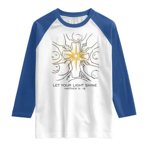 Jesus Christian Raglan Shirt Let Your Light Shine Matthew 5:16 TS14 White Royal Print Your Wear