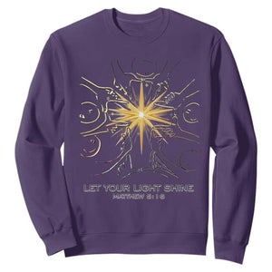 Jesus Christian Sweatshirt Let Your Light Shine Matthew 5:16 TS14 Purple Print Your Wear