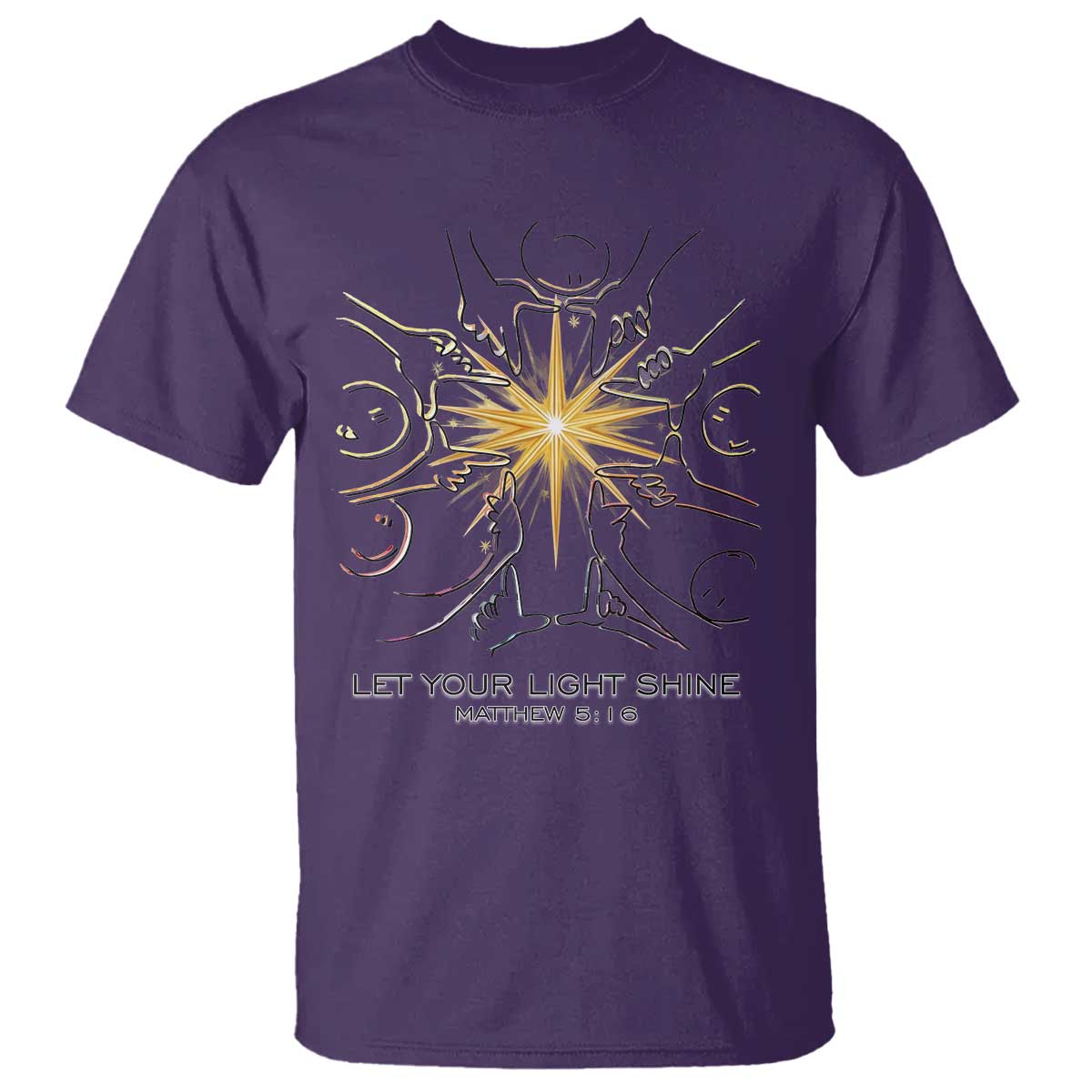 Jesus Christian T Shirt Let Your Light Shine Matthew 5:16 TS14 Purple Print Your Wear