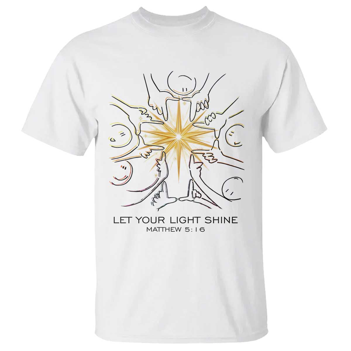 Jesus Christian T Shirt Let Your Light Shine Matthew 5:16 TS14 White Print Your Wear