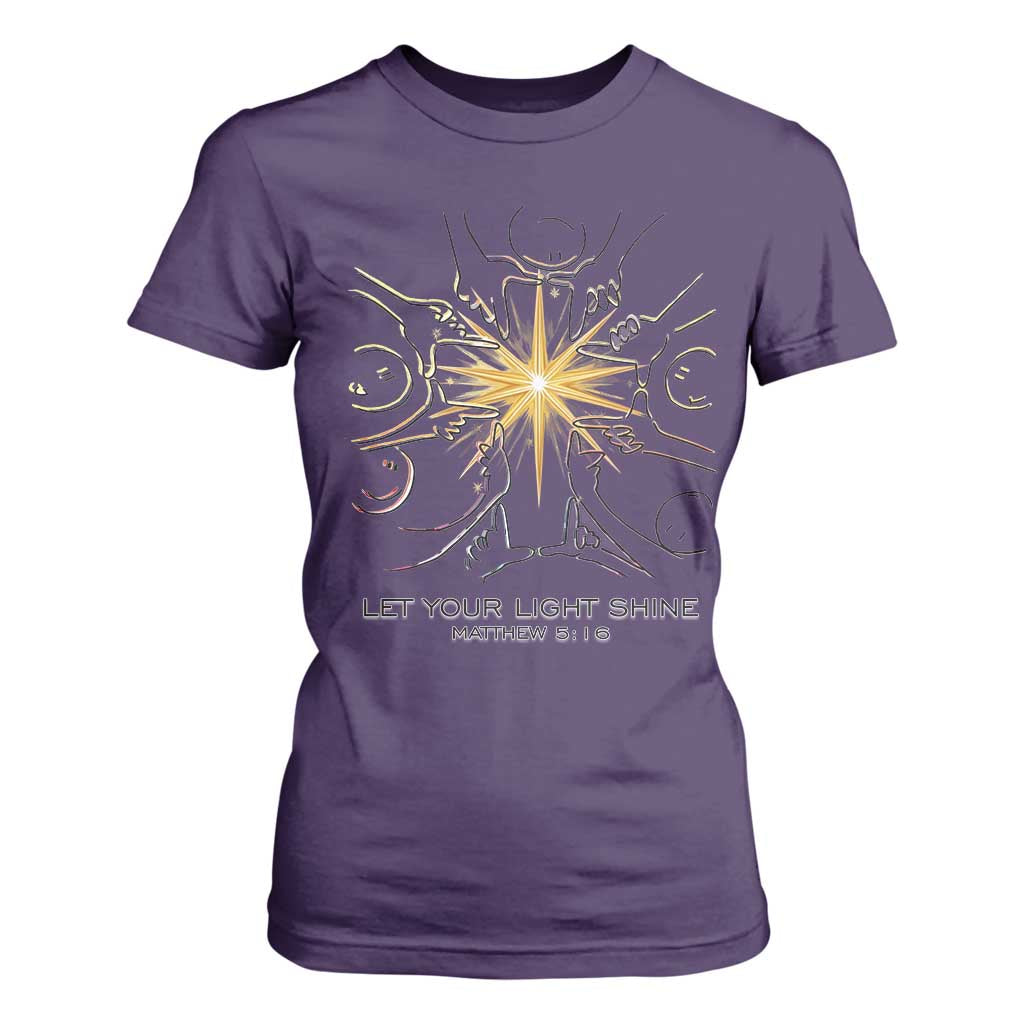 Jesus Christian T Shirt For Women Let Your Light Shine Matthew 5:16 TS14 Purple Print Your Wear