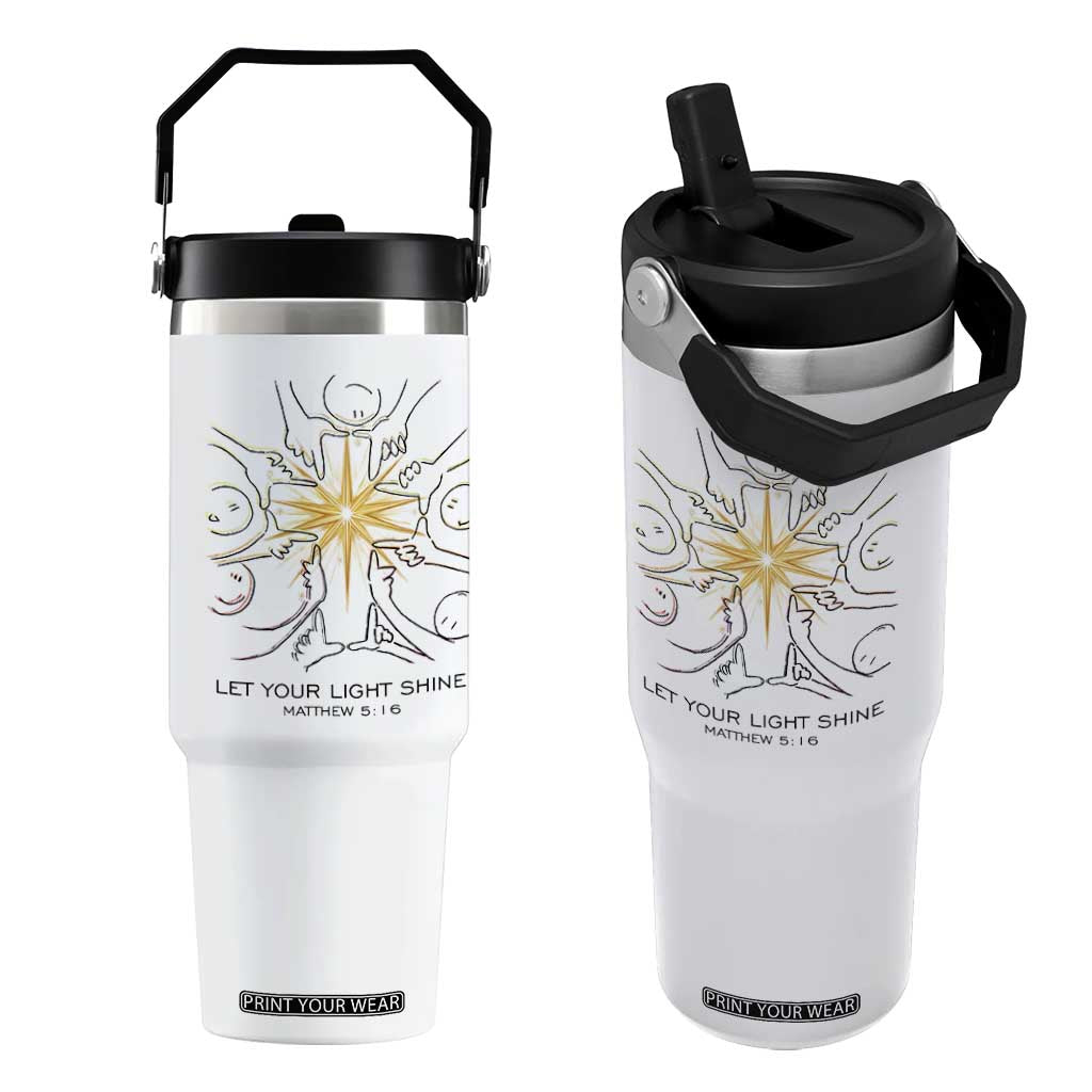 Jesus Christian Flip Straw Tumbler Let Your Light Shine Matthew 5:16 TS14 One Size: 30 oz White Print Your Wear