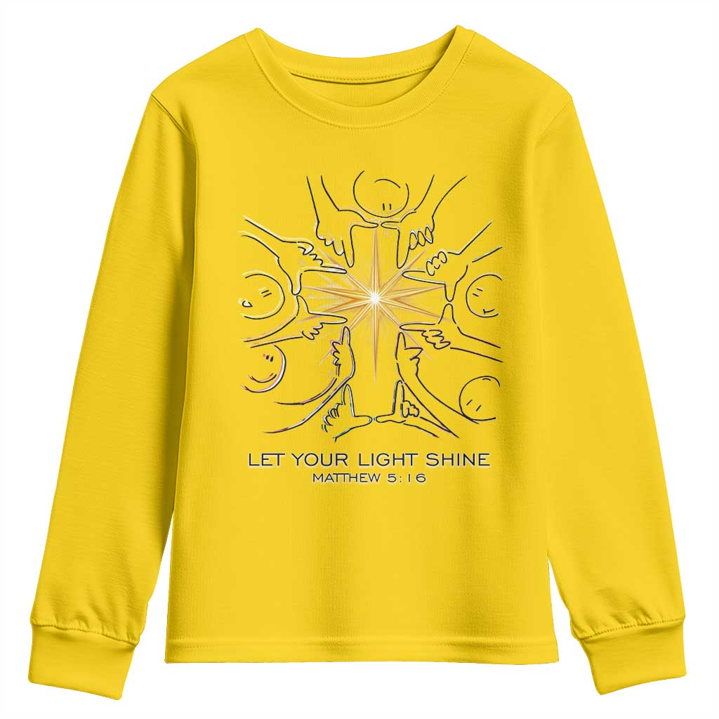 Jesus Christian Youth Sweatshirt Let Your Light Shine Matthew 5:16 TS14 Daisy Print Your Wear