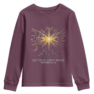Jesus Christian Youth Sweatshirt Let Your Light Shine Matthew 5:16 TS14 Maroon Print Your Wear