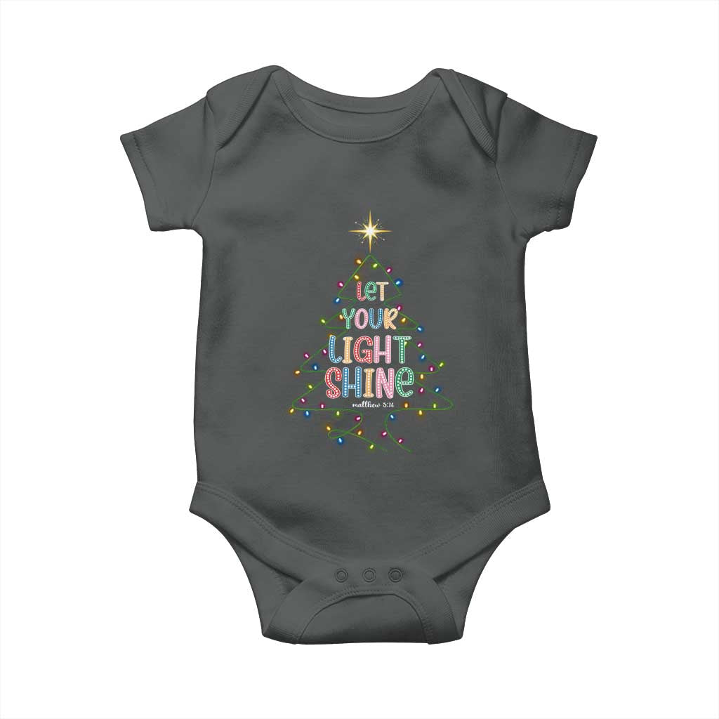 Jesus Christmas Baby Onesie Let Your Light Shine Matthew 5:16 TS14 Dark Heather Print Your Wear