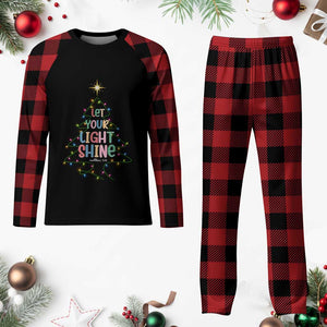 Jesus Christmas Plaid Pajama Set Let Your Light Shine Matthew 5:16 TS14 Buffalo Plaid Print Your Wear