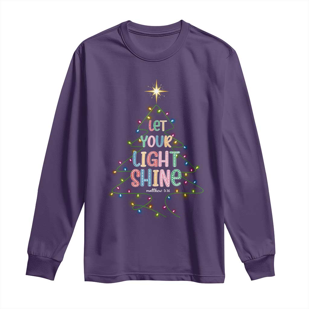 Jesus Christmas Long Sleeve Shirt Let Your Light Shine Matthew 5:16 TS14 Purple Print Your Wear