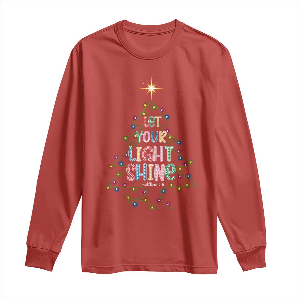 Jesus Christmas Long Sleeve Shirt Let Your Light Shine Matthew 5:16 TS14 Red Print Your Wear