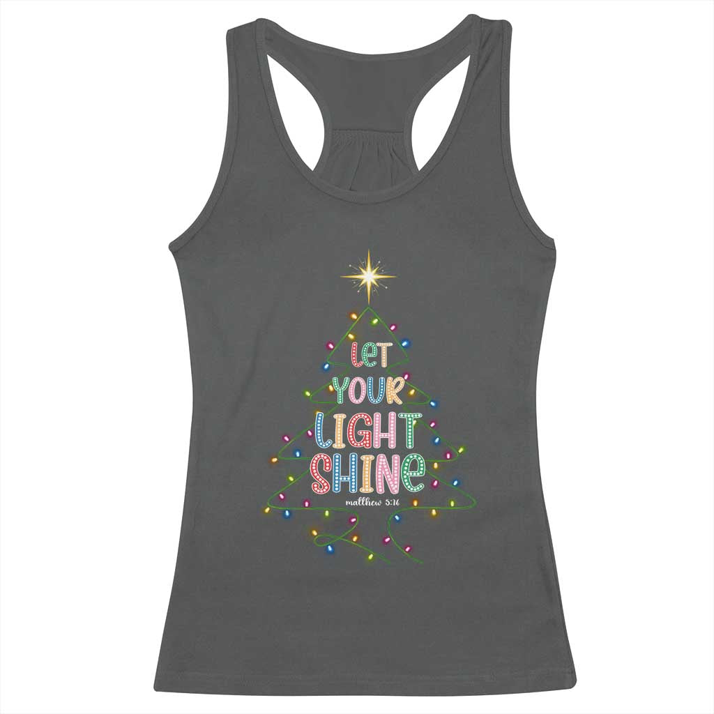 Jesus Christmas Racerback Tank Top Let Your Light Shine Matthew 5:16 TS14 Dark Heather Print Your Wear