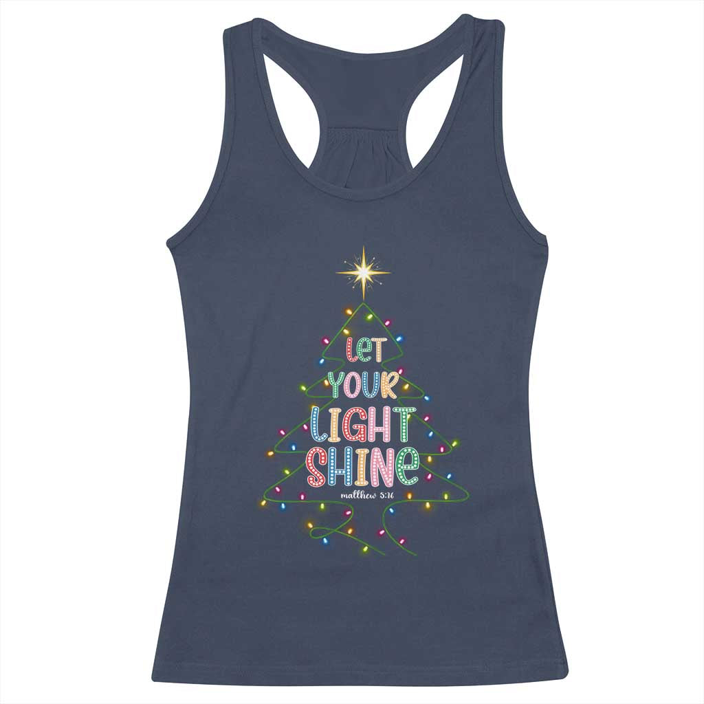 Jesus Christmas Racerback Tank Top Let Your Light Shine Matthew 5:16 TS14 Navy Print Your Wear