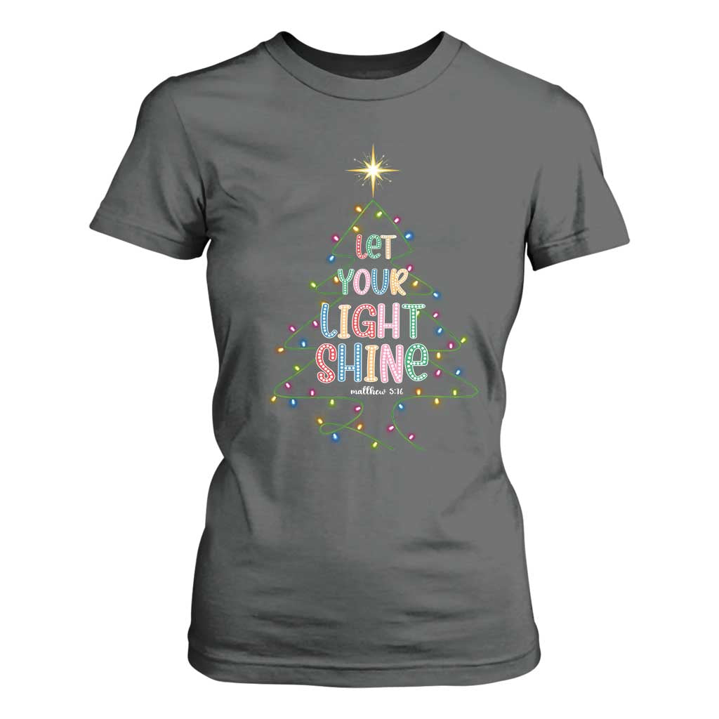 Jesus Christmas T Shirt For Women Let Your Light Shine Matthew 5:16 TS14 Dark Heather Print Your Wear