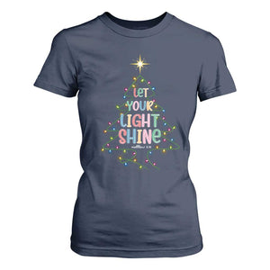 Jesus Christmas T Shirt For Women Let Your Light Shine Matthew 5:16 TS14 Navy Print Your Wear