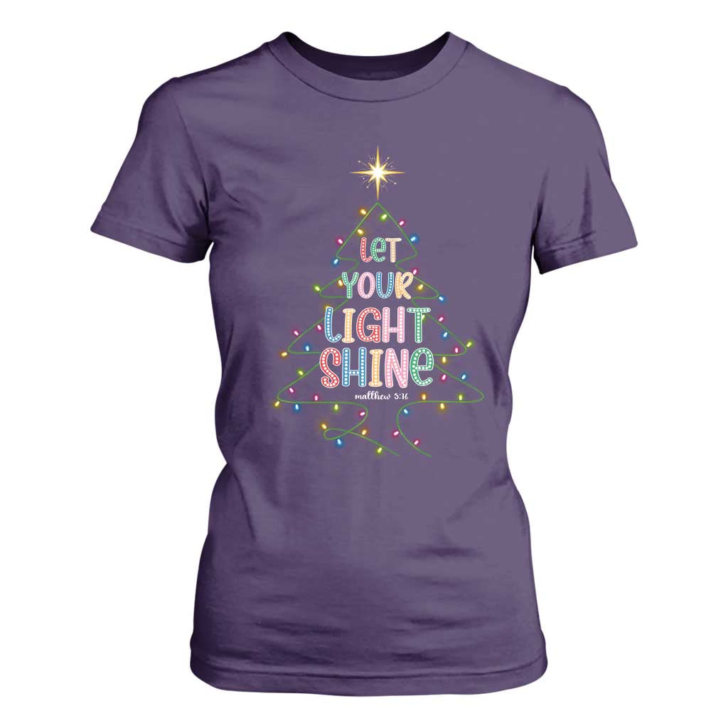 Jesus Christmas T Shirt For Women Let Your Light Shine Matthew 5:16 TS14 Purple Print Your Wear