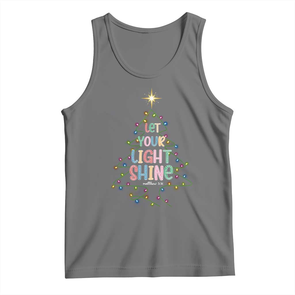 Jesus Christmas Tank Top Let Your Light Shine Matthew 5:16 TS14 Black Heather Print Your Wear