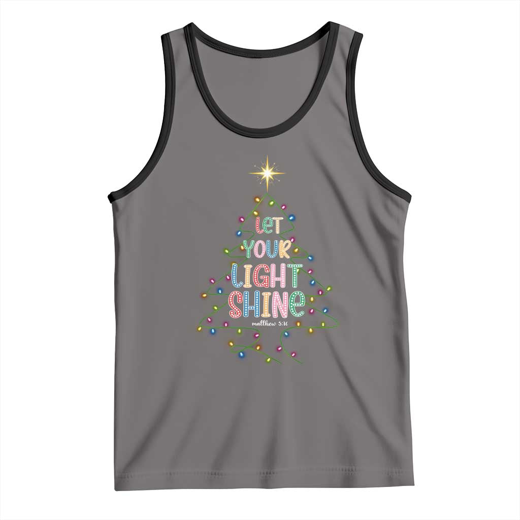 Jesus Christmas Tank Top Let Your Light Shine Matthew 5:16 TS14 Deep Heather Black Print Your Wear