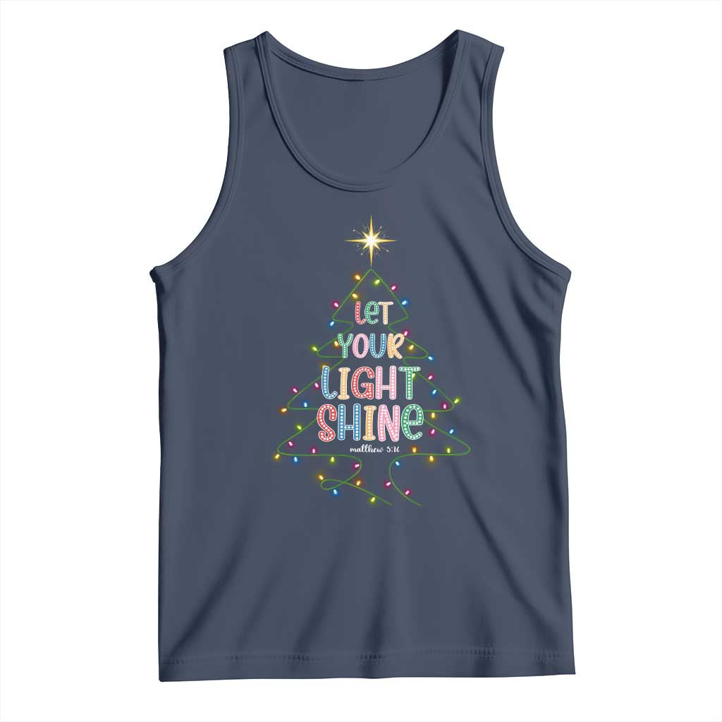 Jesus Christmas Tank Top Let Your Light Shine Matthew 5:16 TS14 Navy Print Your Wear
