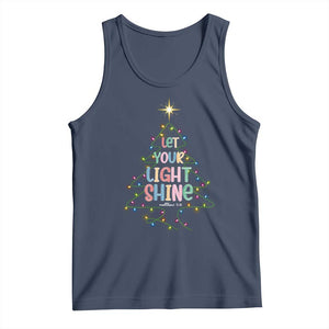 Jesus Christmas Tank Top Let Your Light Shine Matthew 5:16 TS14 Navy Print Your Wear
