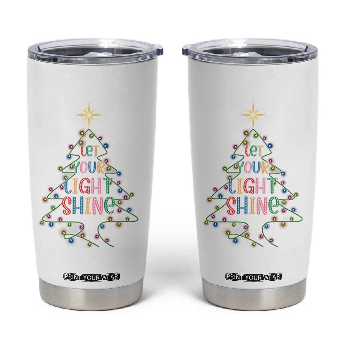 Jesus Christmas Tumbler Cup Let Your Light Shine Matthew 5:16 TS14 Black Print Your Wear