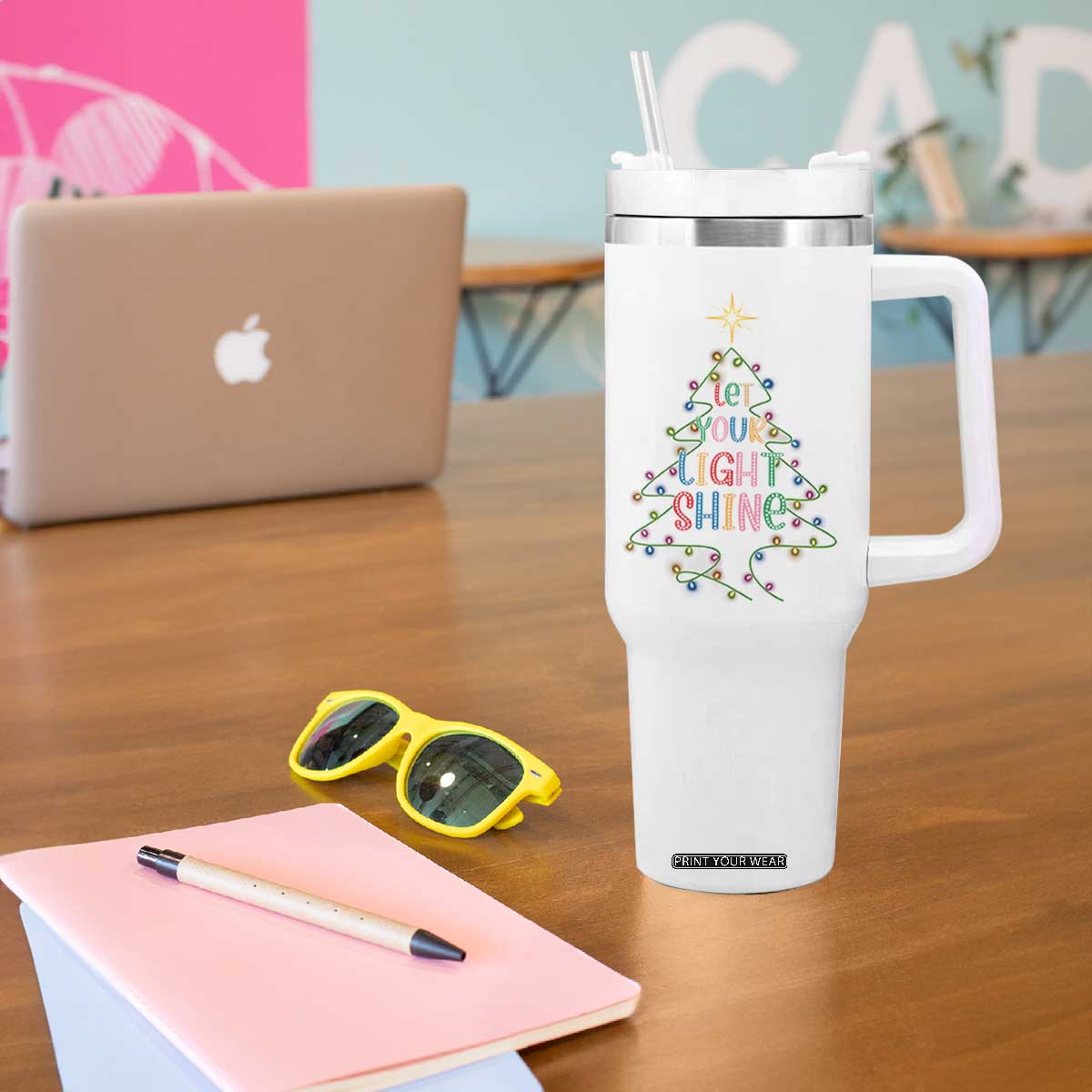 Jesus Christmas Tumbler With Handle Let Your Light Shine Matthew 5:16 TS14 Print Your Wear