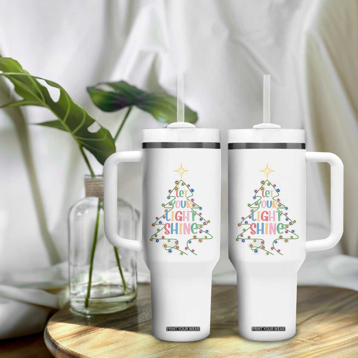 Jesus Christmas Tumbler With Handle Let Your Light Shine Matthew 5:16 TS14 Print Your Wear