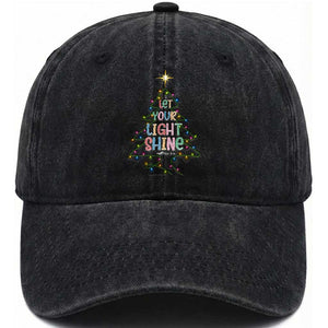 Jesus Christmas Washed Cotton Baseball Cap Let Your Light Shine Matthew 5:16 TS14 Washed Cap Universal Fit Black Print Your Wear