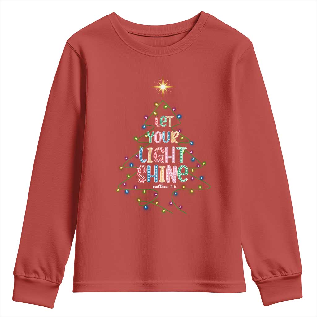 Jesus Christmas Youth Sweatshirt Let Your Light Shine Matthew 5:16 TS14 Red Print Your Wear