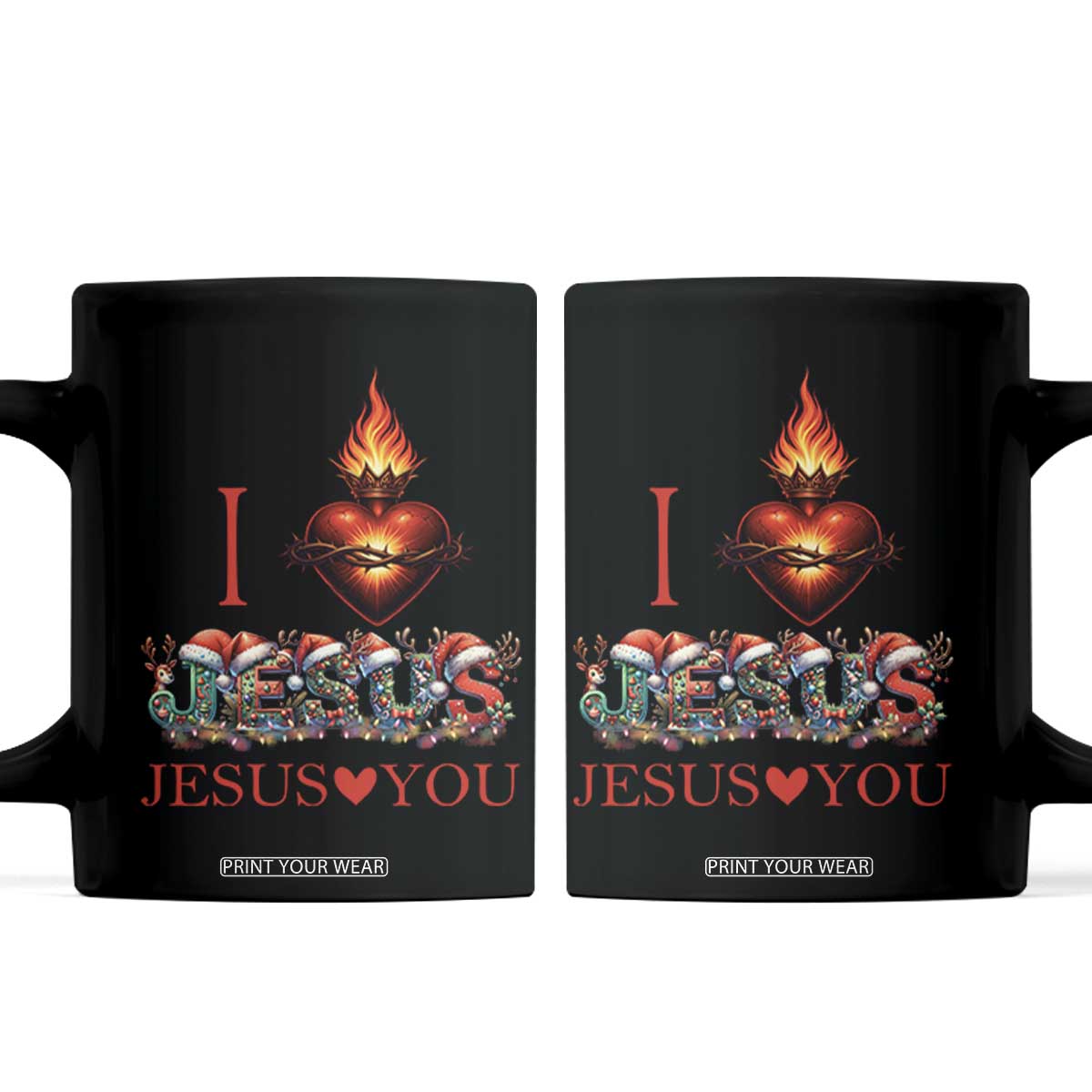Jesus Christian Christmas Coffee Mug Cross Bible Verse Faith Love TS14 Black Print Your Wear