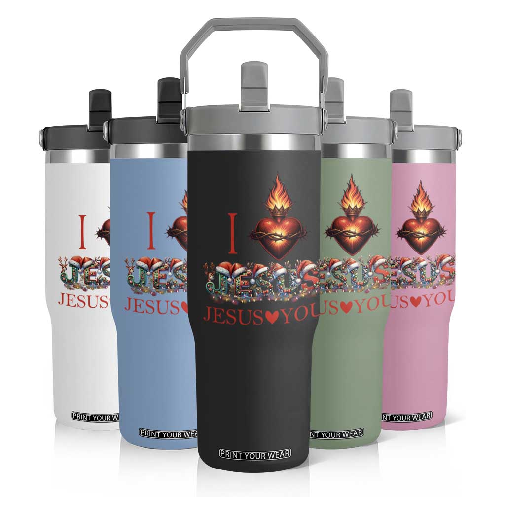 Jesus Christian Christmas Flip Straw Tumbler Cross Bible Verse Faith Love TS14 Print Your Wear
